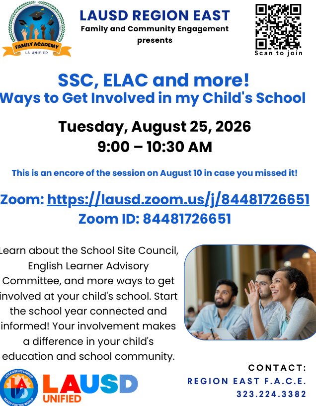 Webinar or Sal Castro Parent Center room 500